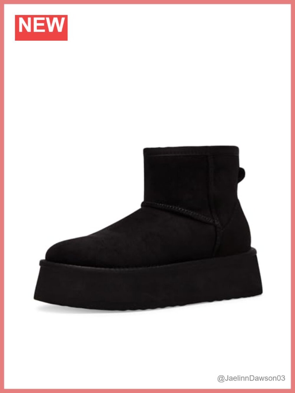 Suede Ankle Boots with Platform Heel Faux Fur Lining Slip On